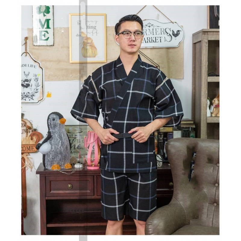 Home Japanese Jacquard Bathrobe Black