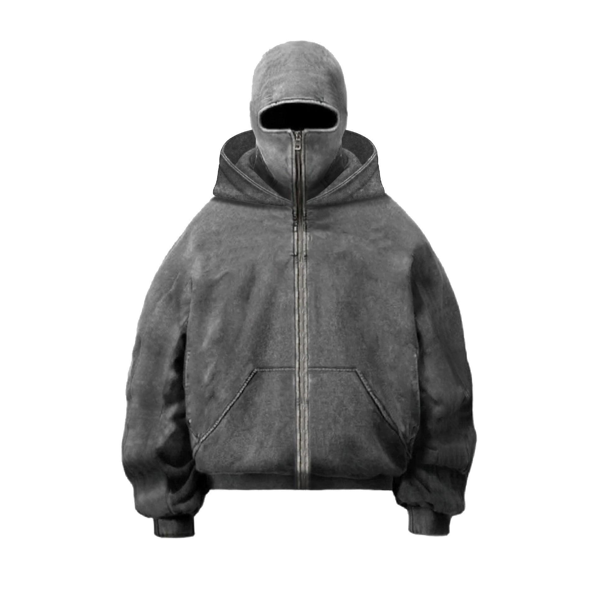 Old Style Personality Street Zipper Sweater Gray