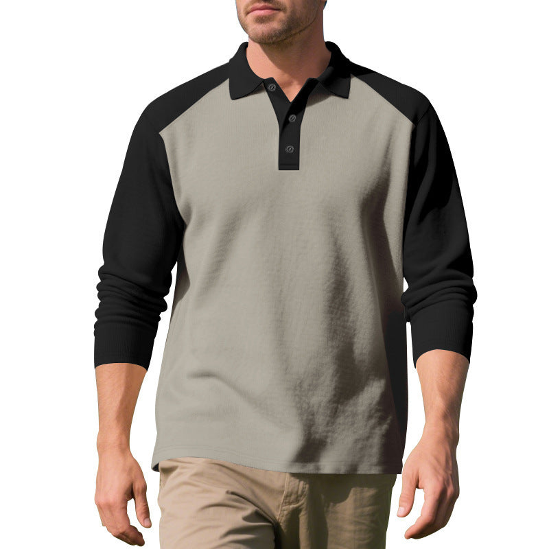 Long-sleeved T-shirt Bottoming Shirt Khaki And Black Sleeve