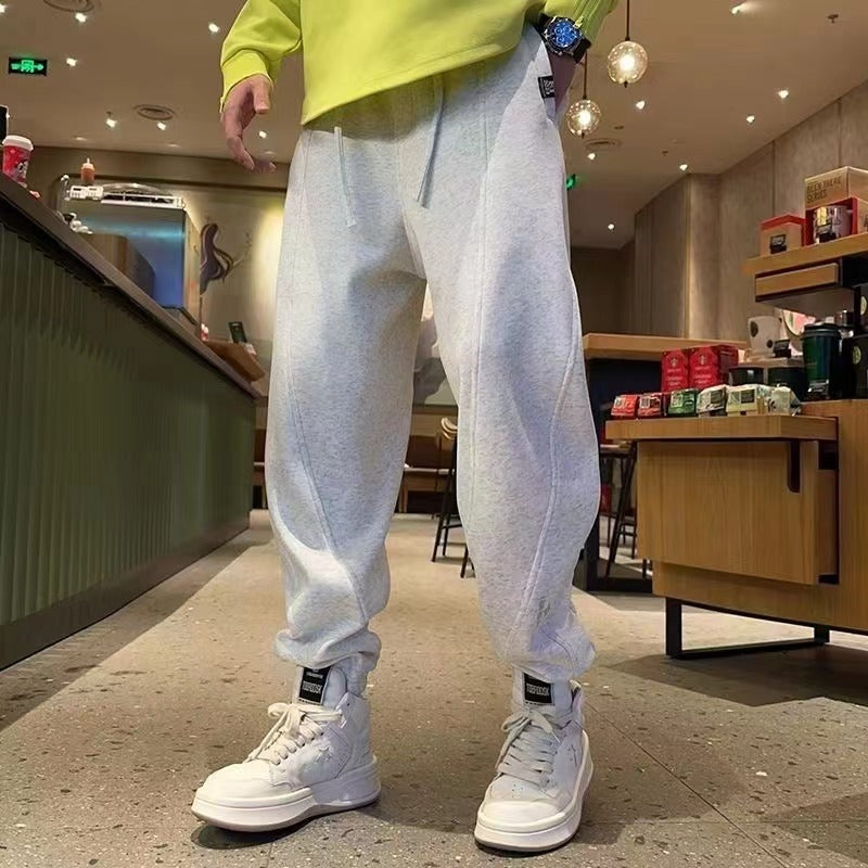 Ankle-tied Loose Harem Pants Light Gray