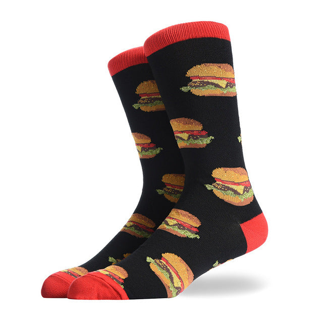 Fashion Creative Hamburger Pizza Alien Men Socks Cute Series X Default