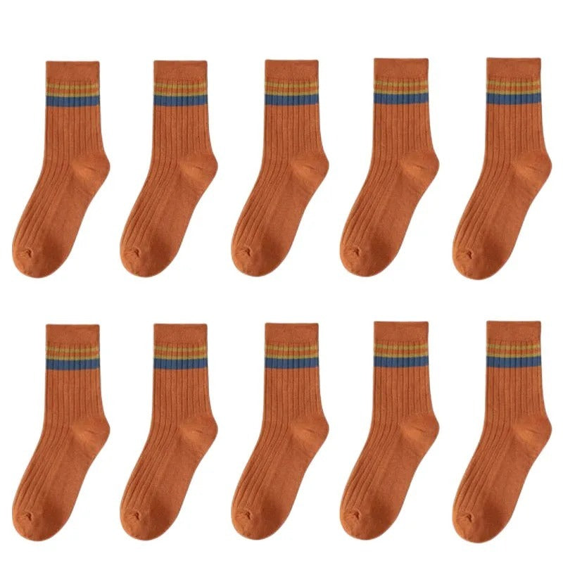 Mid-calf Academic Style Socks Orange 10pairs
