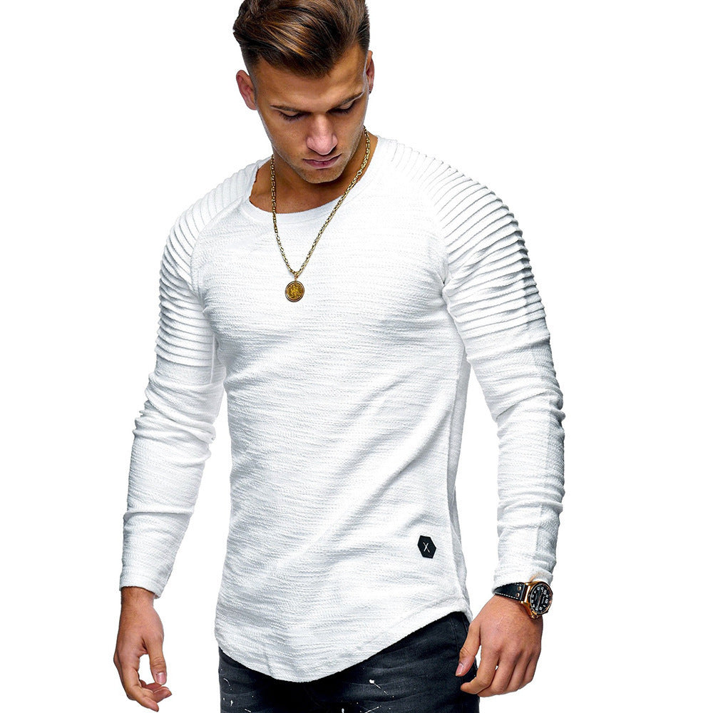 Slim Fit Round Neck Long Sleeves T-shirt White