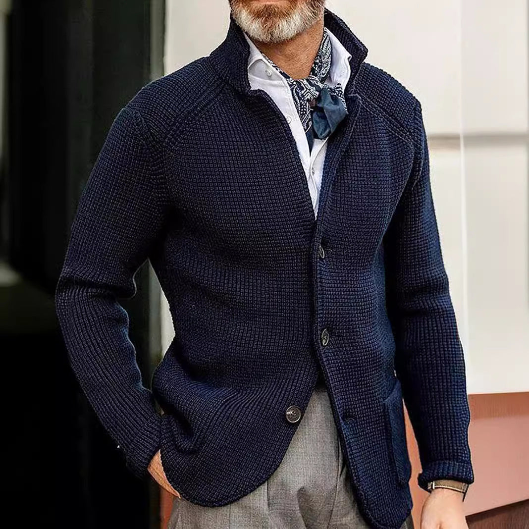 Long-sleeved Knitted Cardigan Stand Collar Sweater