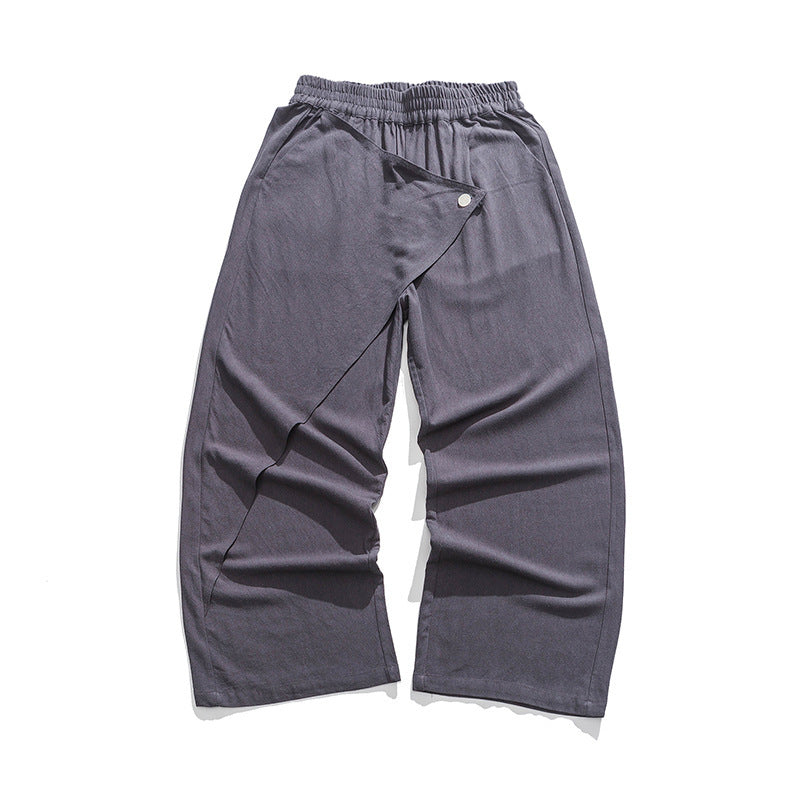 Cotton And Linen Casual Pants Gray