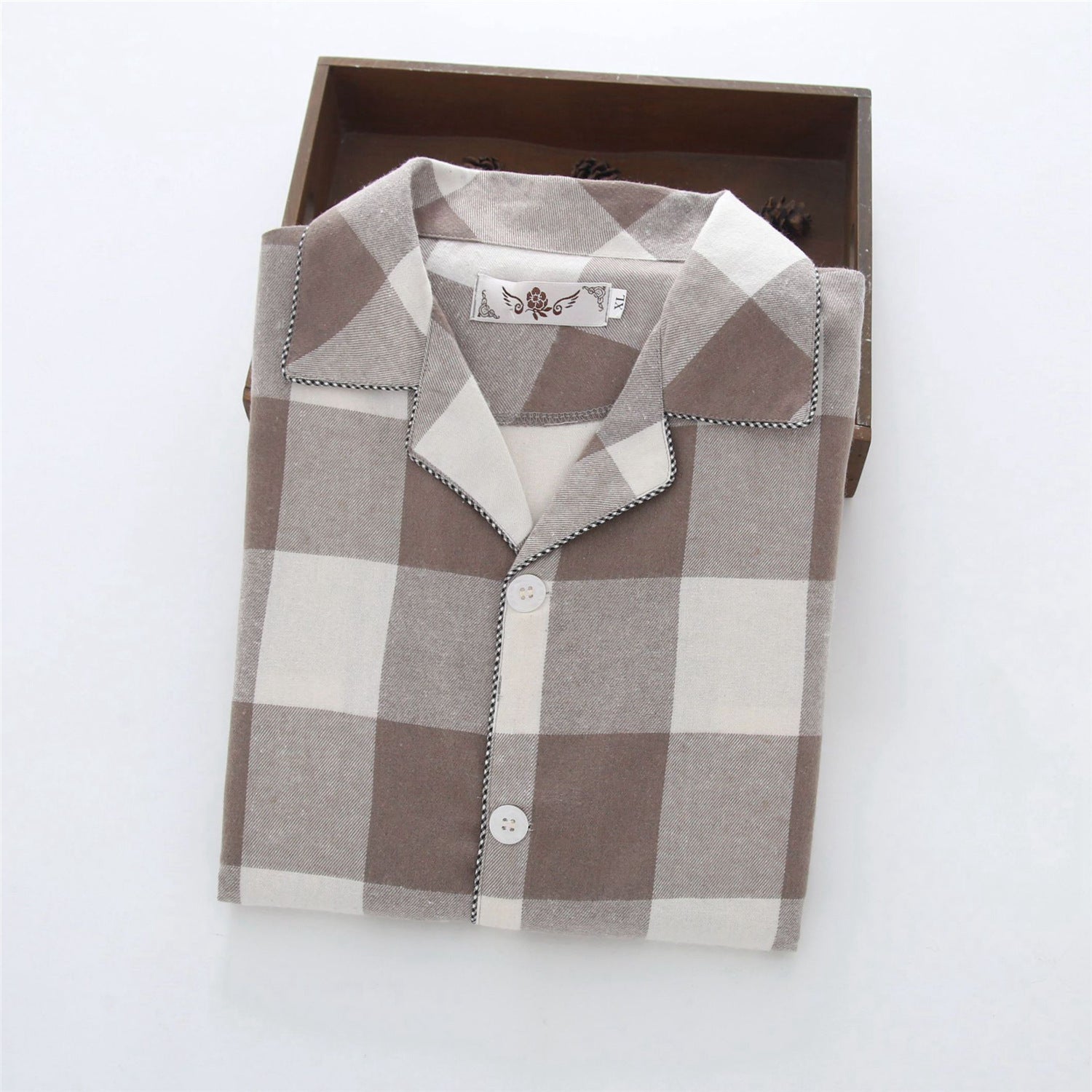 Warm Cloth Flannel Pajama Suit Coffee bagel