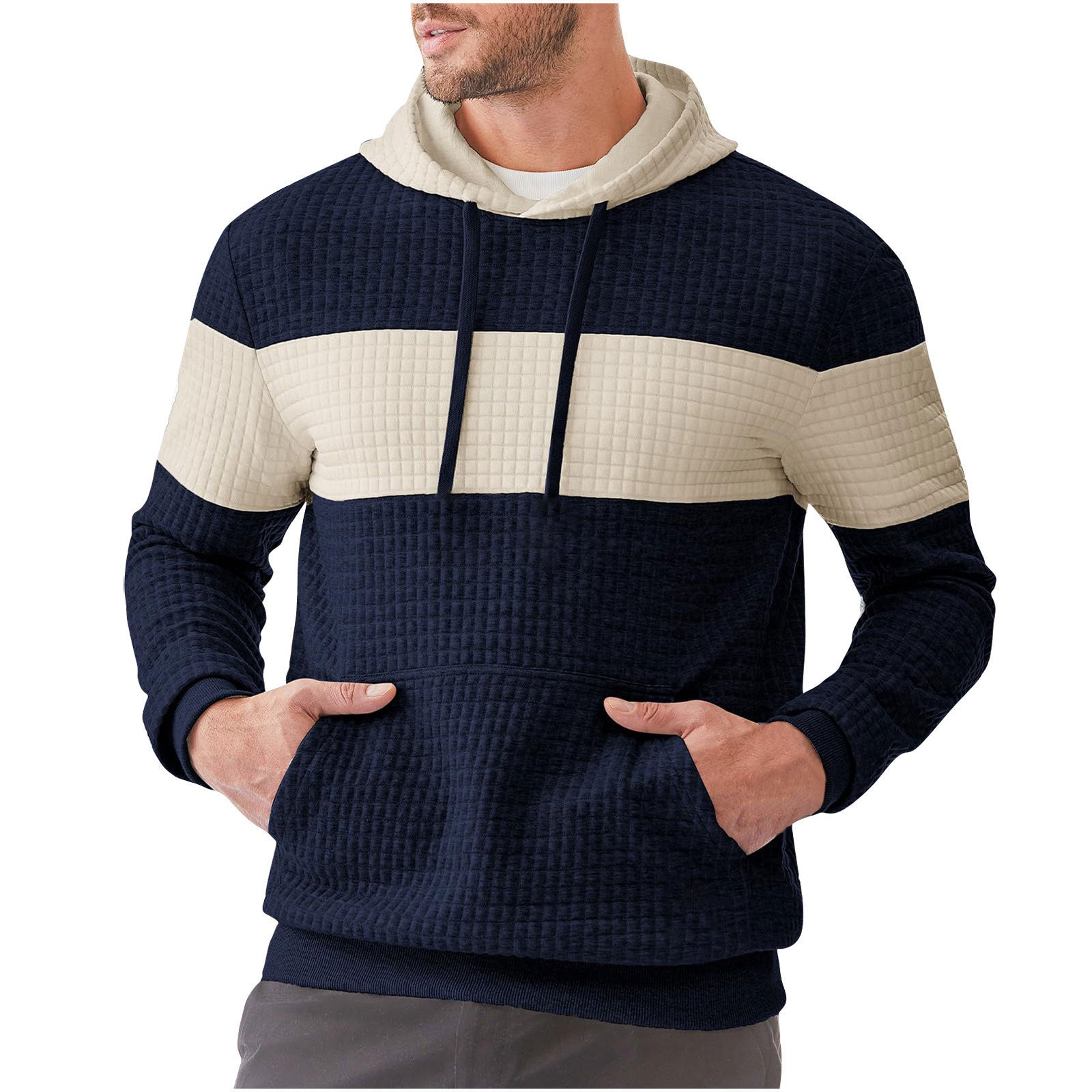 Hooded Long-sleeved Sweater Navy Blue
