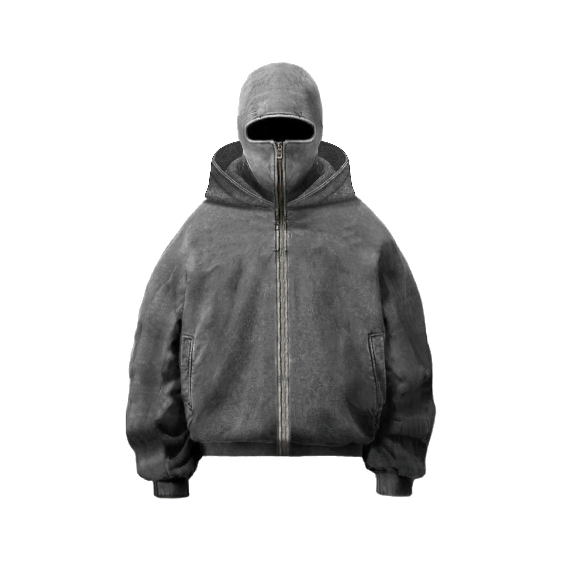 Old Style Personality Street Zipper Sweater Dark Gray