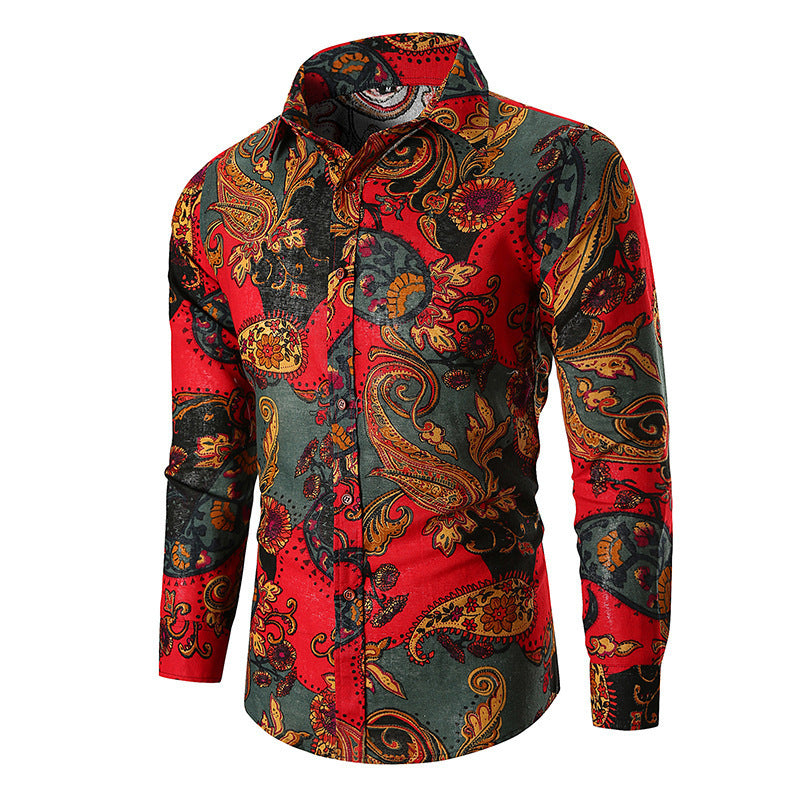 Printed shirt with long sleeves Red