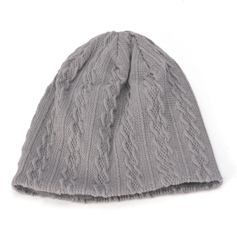 Men's Hat Winter Youth Warm Thickened Knitting Woolen Cap Gray Free Size