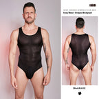 Elastic Vertical Bar Comfortable Fierce Men's One-piece Black Without Underpants Free Size
