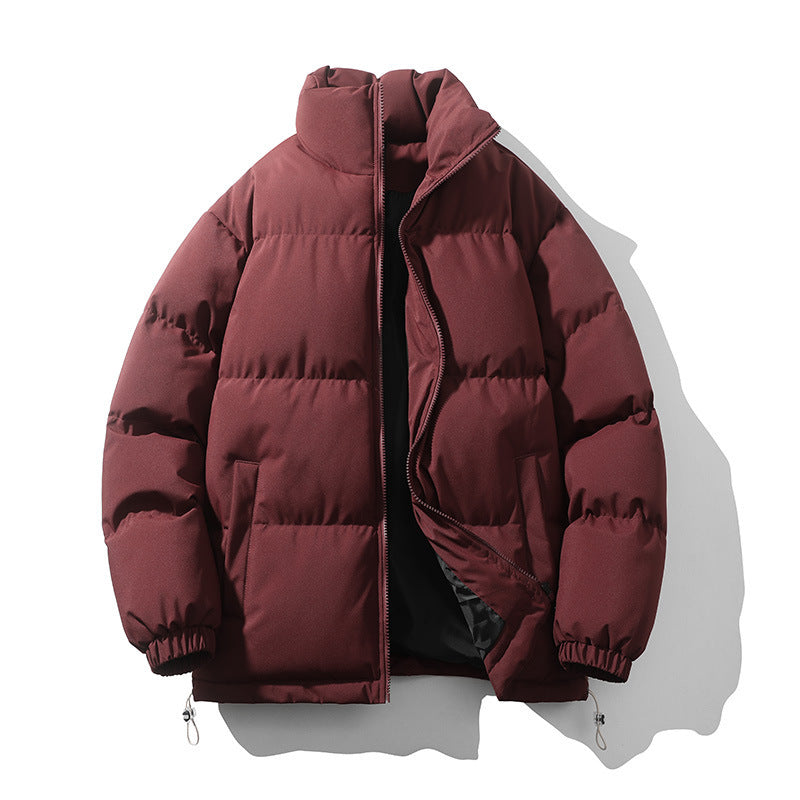 Men's Stand Collar Loose And Warm Down Coat Wine Red
