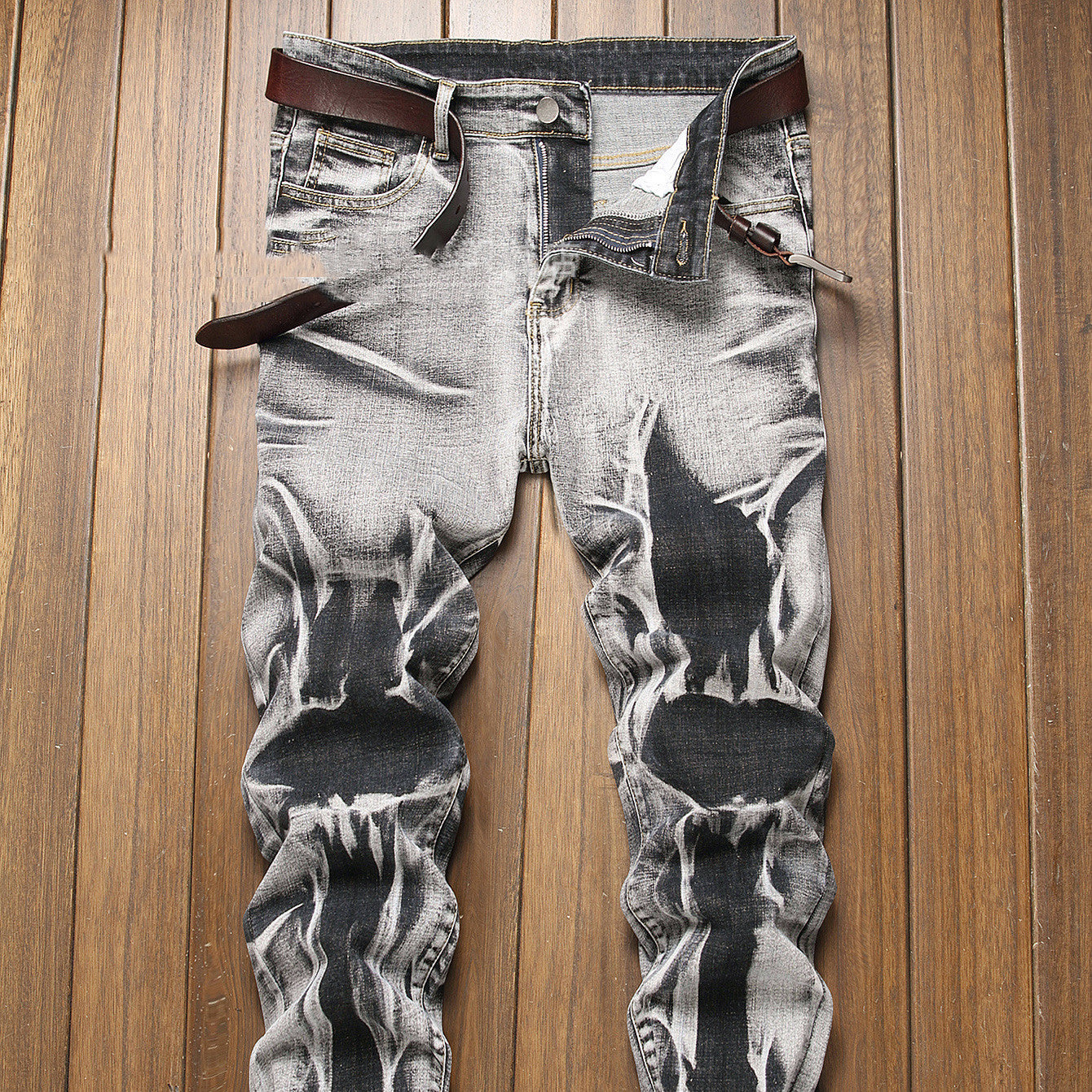 Slim Fit All-match Gray Jeans