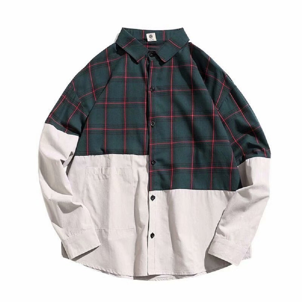 Japanese plaid stitching shirt
