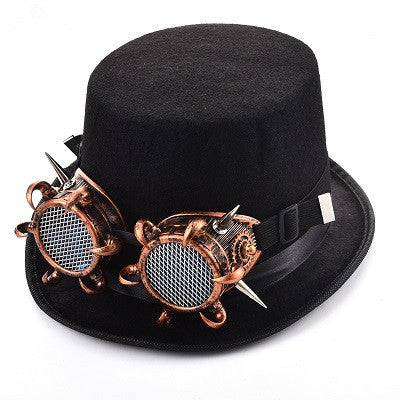 Steampunk Rivet Glasses Top Hat Goth Punk Magic Hat