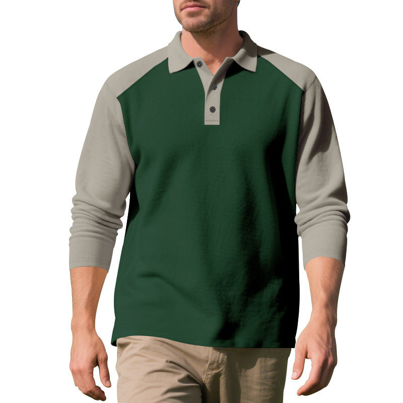Long-sleeved T-shirt Bottoming Shirt Dark Green And Khaki Sleeves