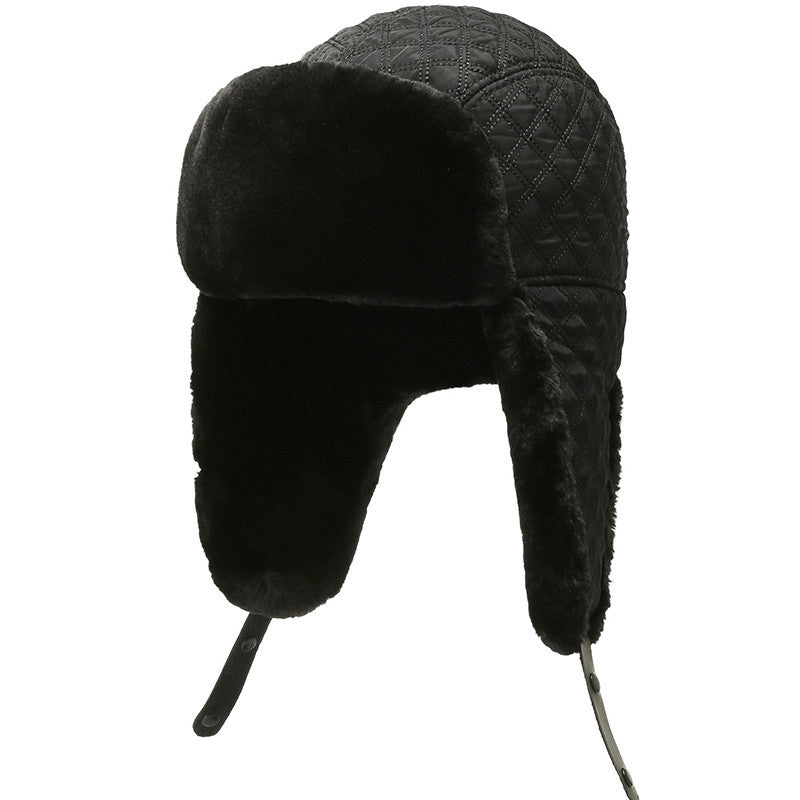 Old Man Hat Winter Warmth And Velvet Ear Protection Black