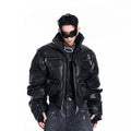 Design Stand-up Collar Thick Short Cotton Coat Jacket Black