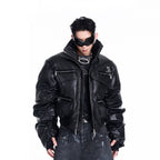 Design Stand-up Collar Thick Short Cotton Coat Jacket Black