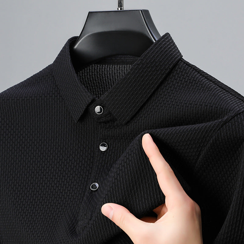Casual Men's Short-sleeved Polo Shirt MBH8802 Black