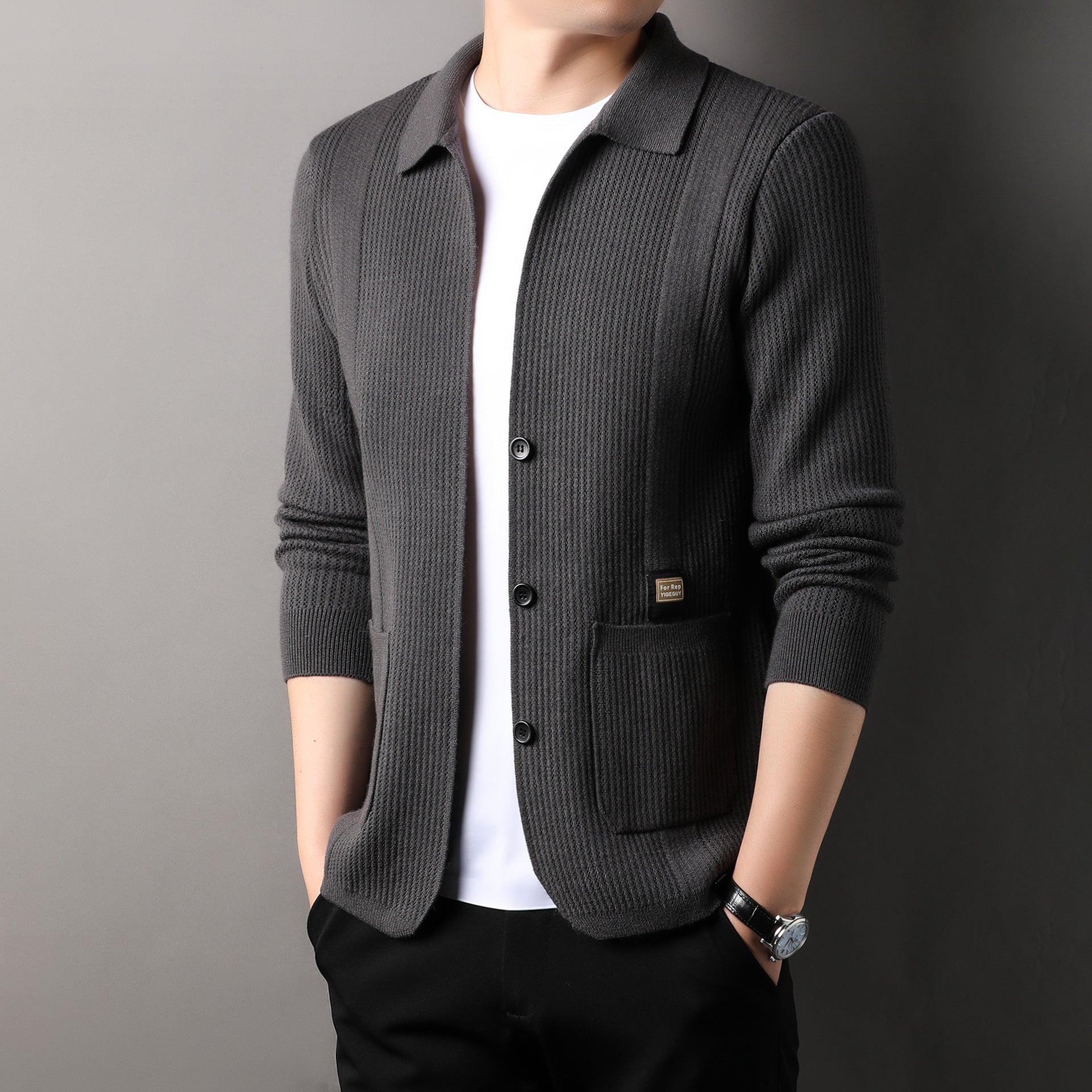 Knitted Cardigan Sweater Coat Gray