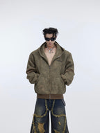 Retro Distressed Sweater Cardigan Stitching Design Sense Baggy Coat