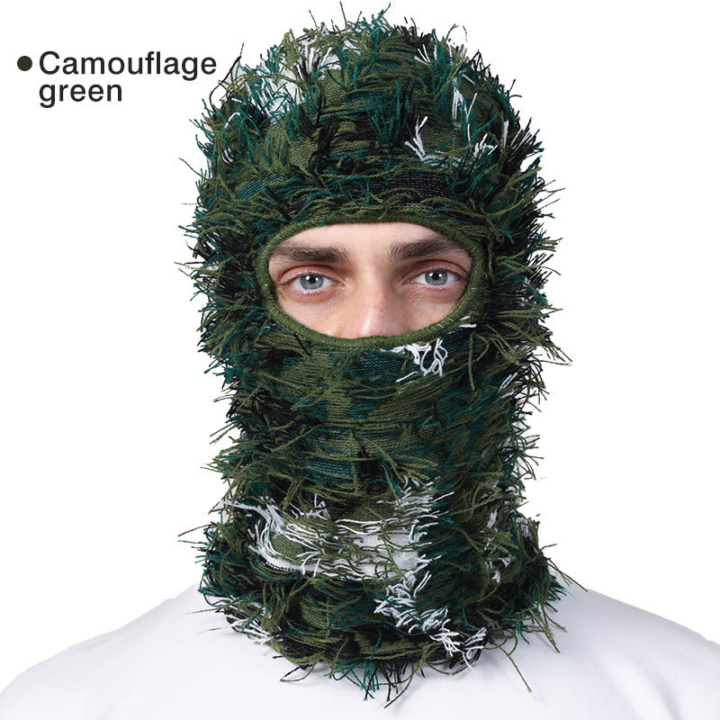 Balaclava Men And Women Funny Acrylic Knitted Camouflage Green Free Size
