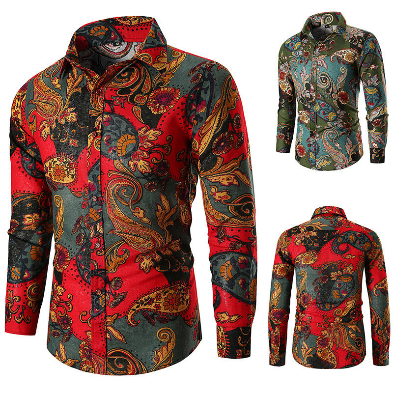 Printed shirt with long sleeves
