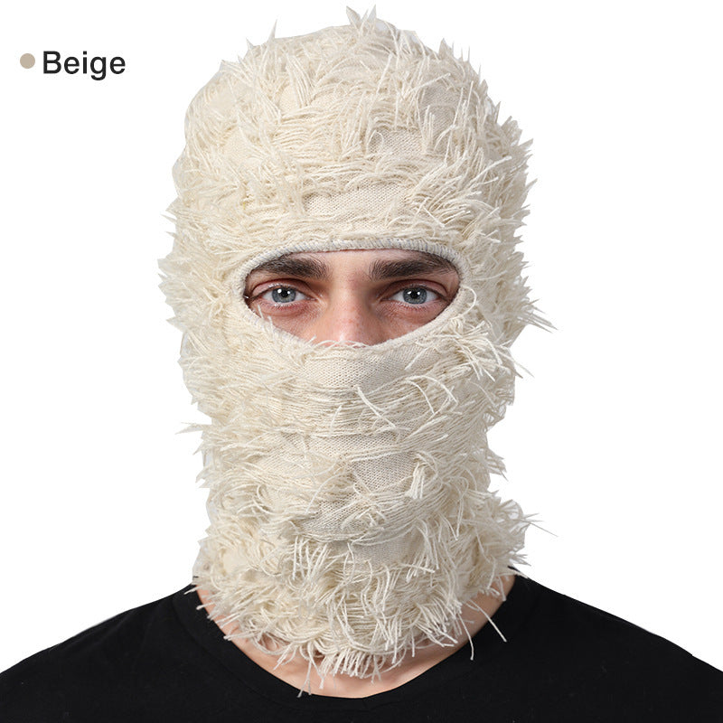 Balaclava Men And Women Funny Acrylic Knitted Beige Free Size