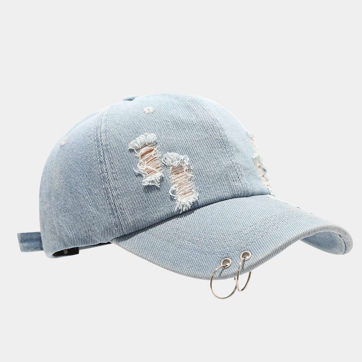 Men's Personality Retro Street Performance Hip Hop Peaked Cap Light Blue Jeans Adjustable