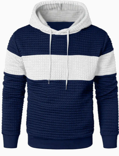 Hooded Long-sleeved Sweater Dark Blue White