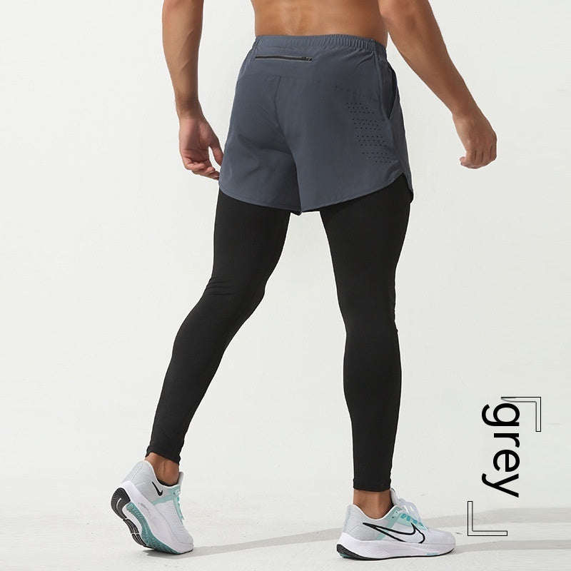 Fitness Elastic Running Pants Gray Men's