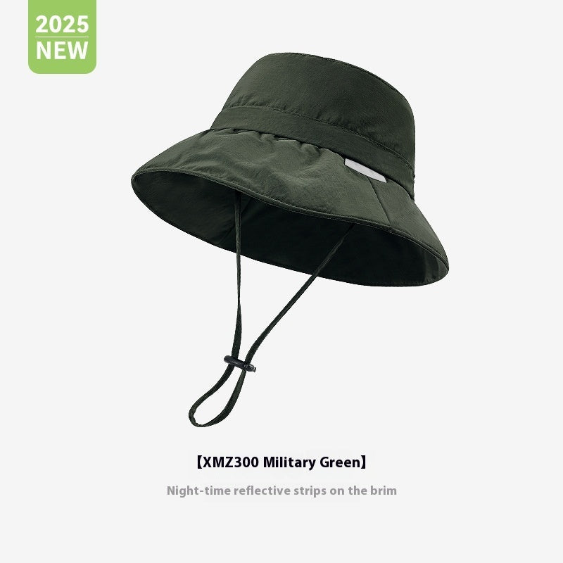 Summer Sun-proof UV-resistant Breathable And Wearable Water-repellent Hat Shaping Brim Army Green Free Size