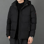 Men's Fashion Individual Casual Hooded Cotton Jacket Black
