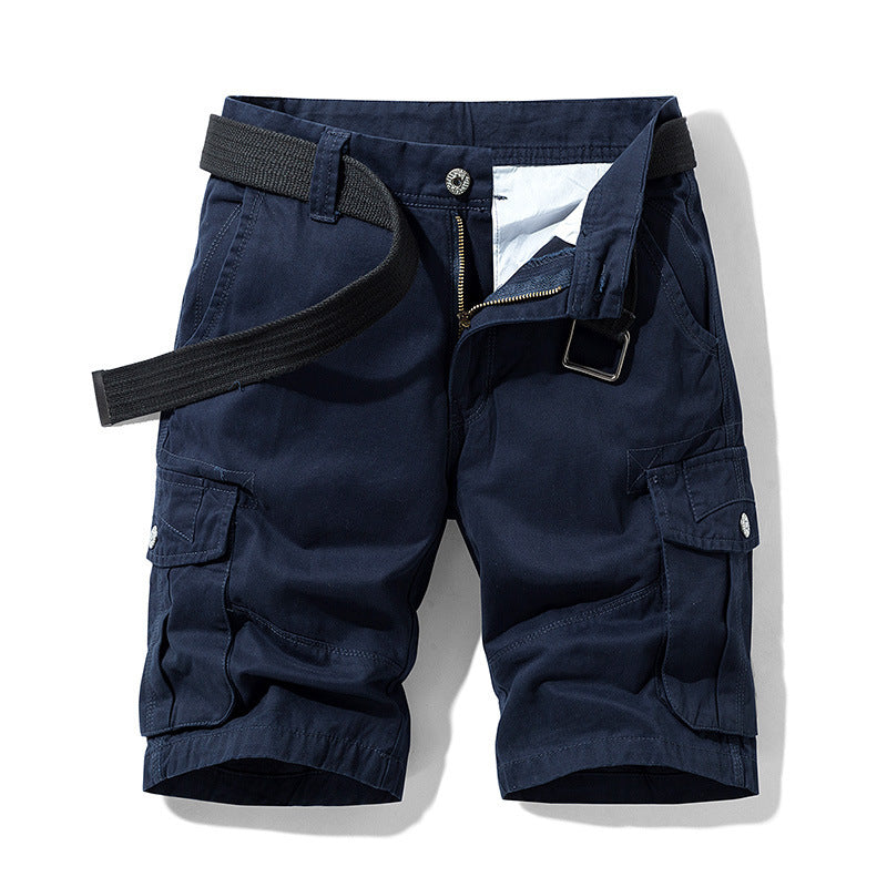 Multi-pocket Straight Casual Shorts Dark Blue