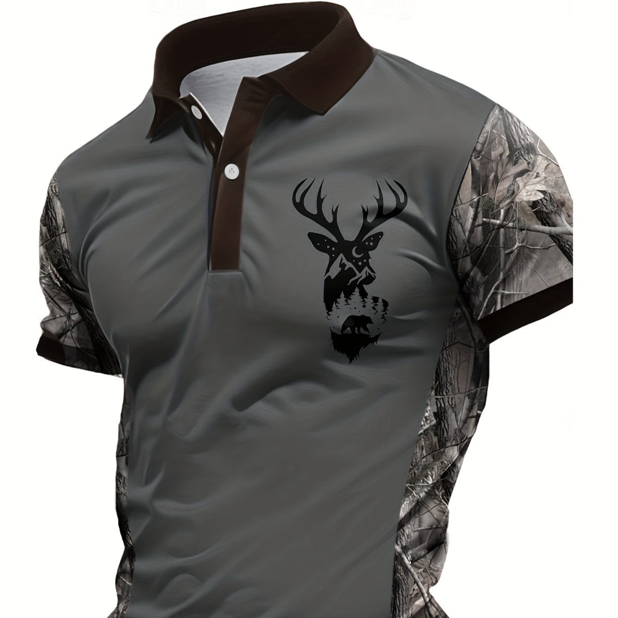 Lapel Button Short-sleeved Polo Shirt