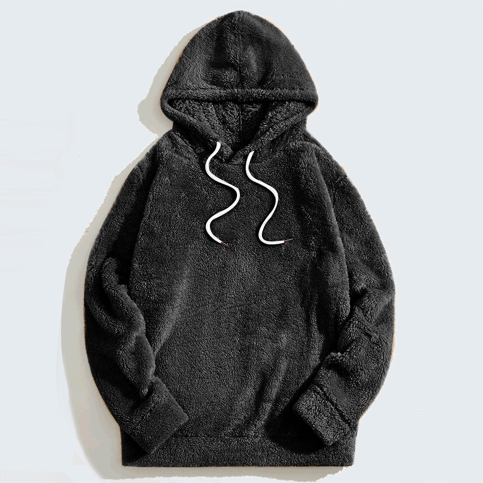 Thickening Double-sided Velvet Casual Loose Long-sleeved Hooded Sweater Black