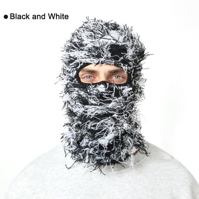 Balaclava Men And Women Funny Acrylic Knitted Black And White Free Size