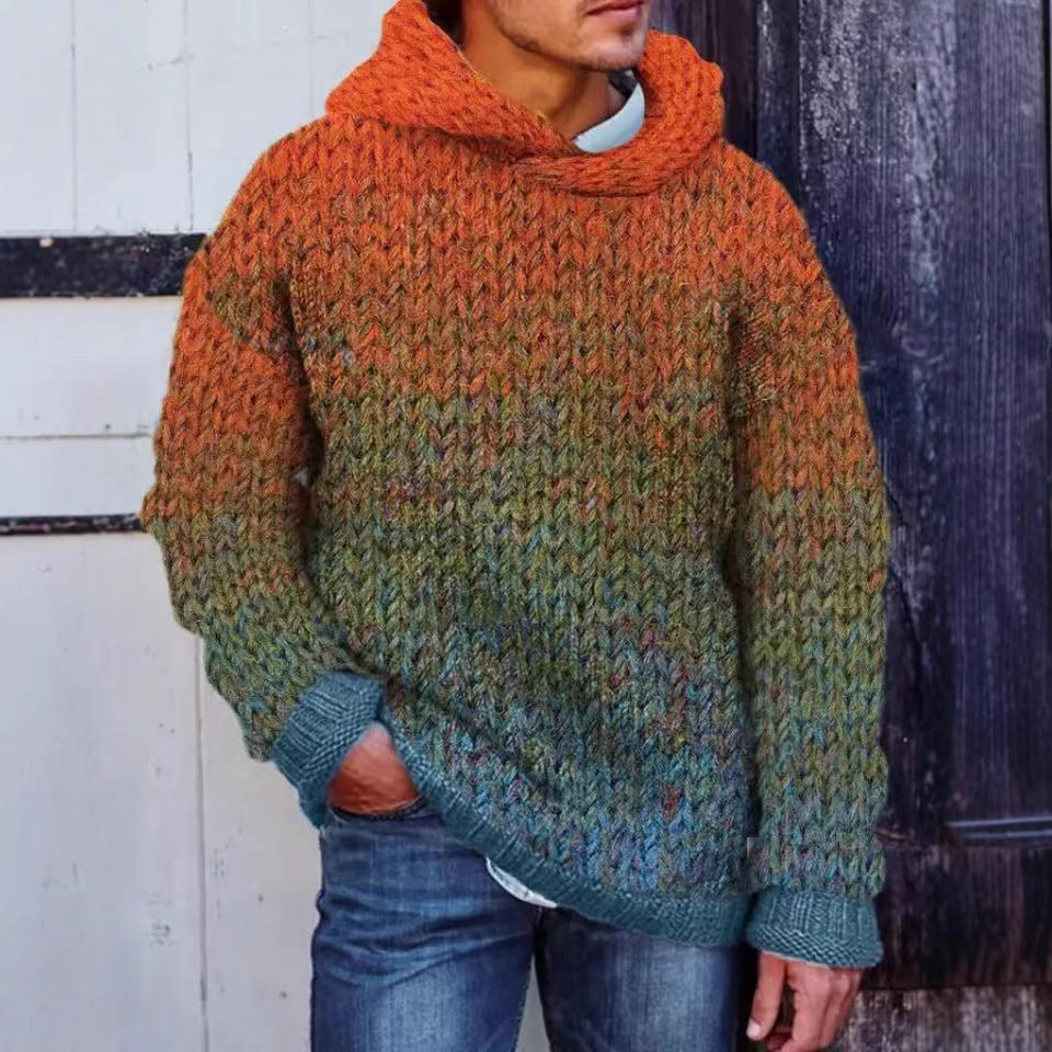 Acetate Fiber Heavy Classic Style Woven Hooded Sweater