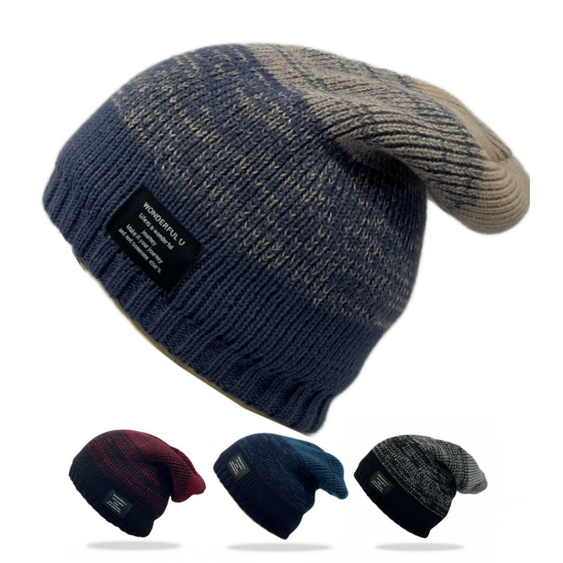 Mixed Color Plus Fluff Knitted Hat
