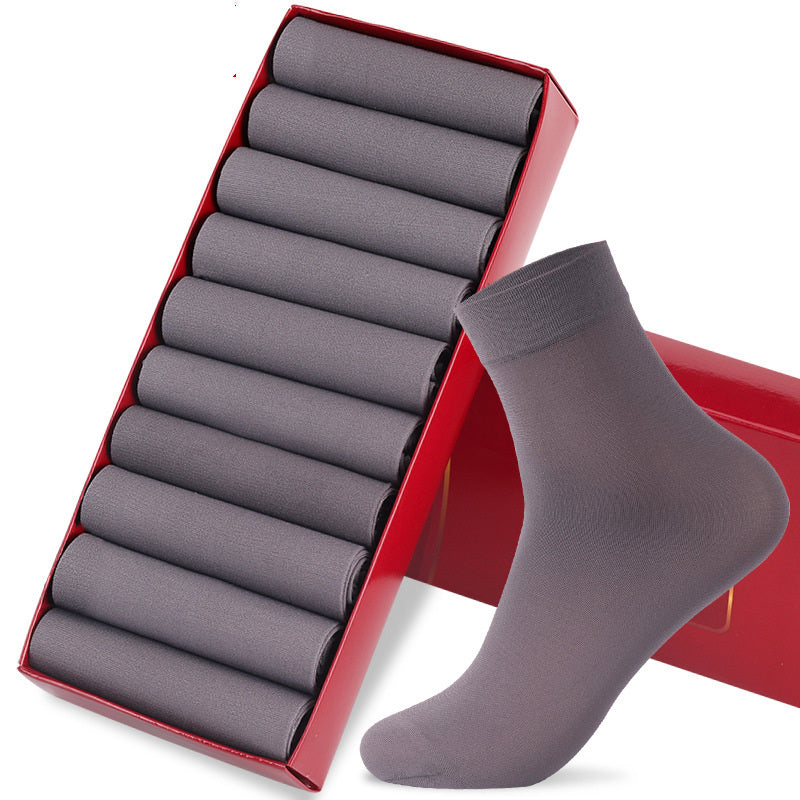 Mid-calf Length And Breathable Business Men Socks Dark Gray Free Size