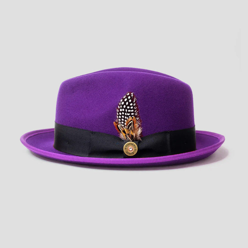 Fashion Bowknot Ribbon Sheep Felt Billycock Purple 56to58cm