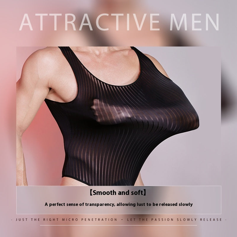 Elastic Vertical Bar Comfortable Fierce Men's One-piece