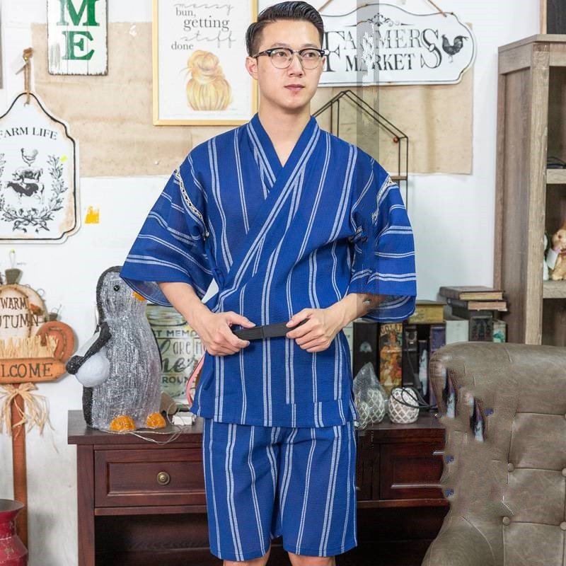 Home Japanese Jacquard Bathrobe Blue