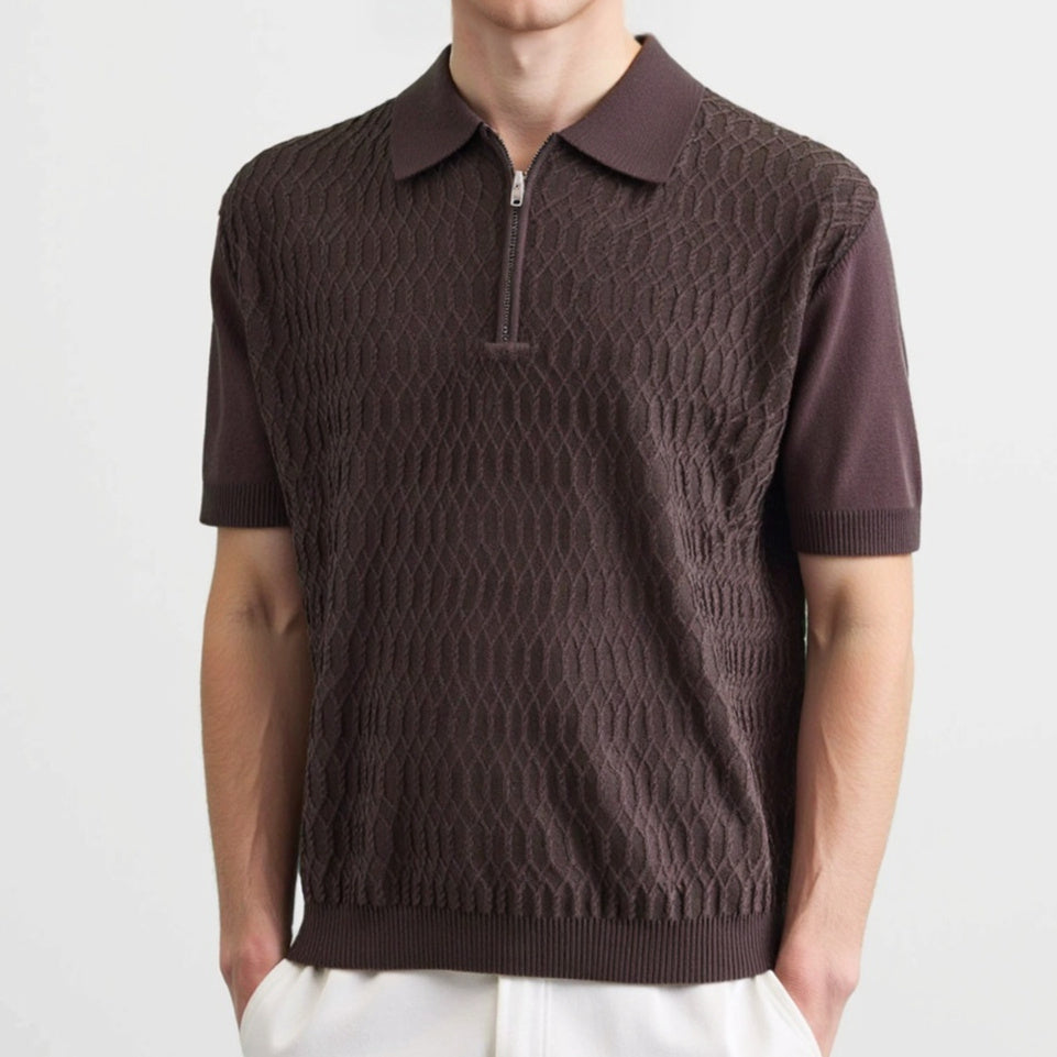 Twist Texture Simple Polo Shirt Slim Lapel T-shirt