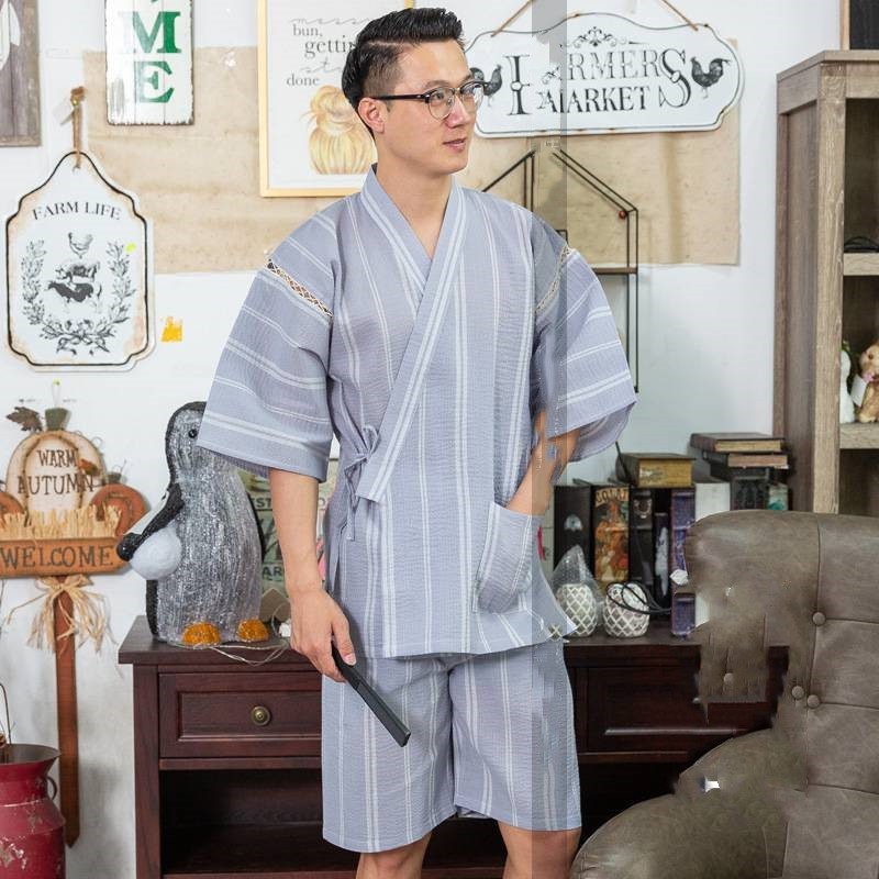 Home Japanese Jacquard Bathrobe Silver