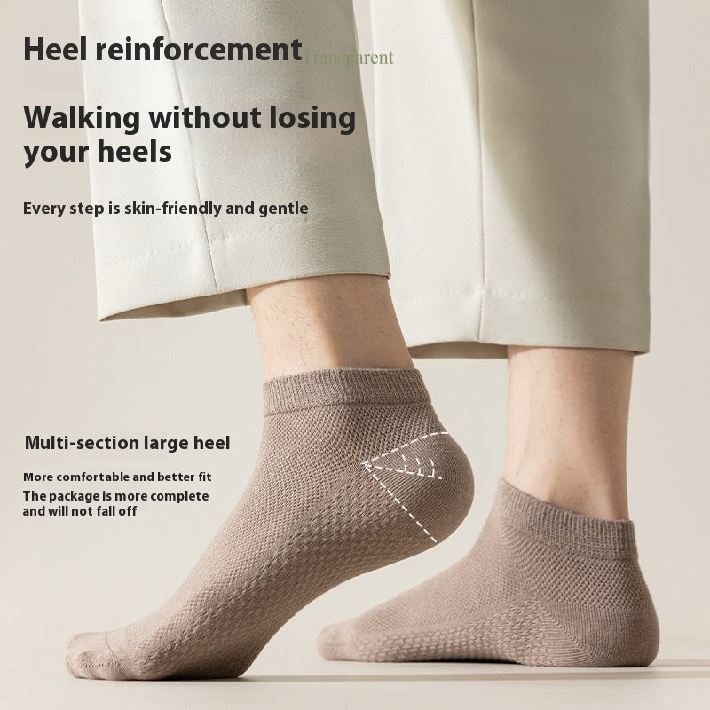 Cotton Anti-Pilling Short Men's Mesh Boat Socks