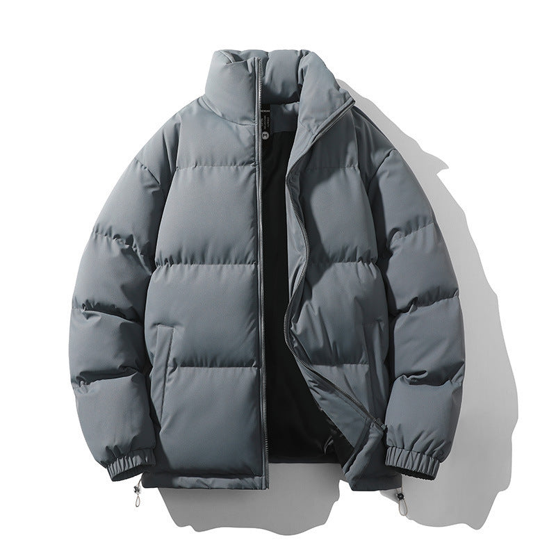 Men's Stand Collar Loose And Warm Down Coat Dark Gray
