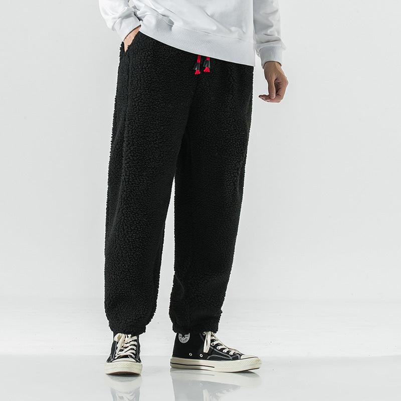 Lamb Wool Warm Harem Pants Black
