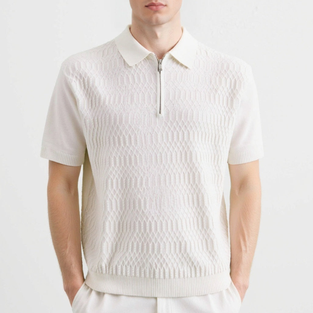 Twist Texture Simple Polo Shirt Slim Lapel T-shirt